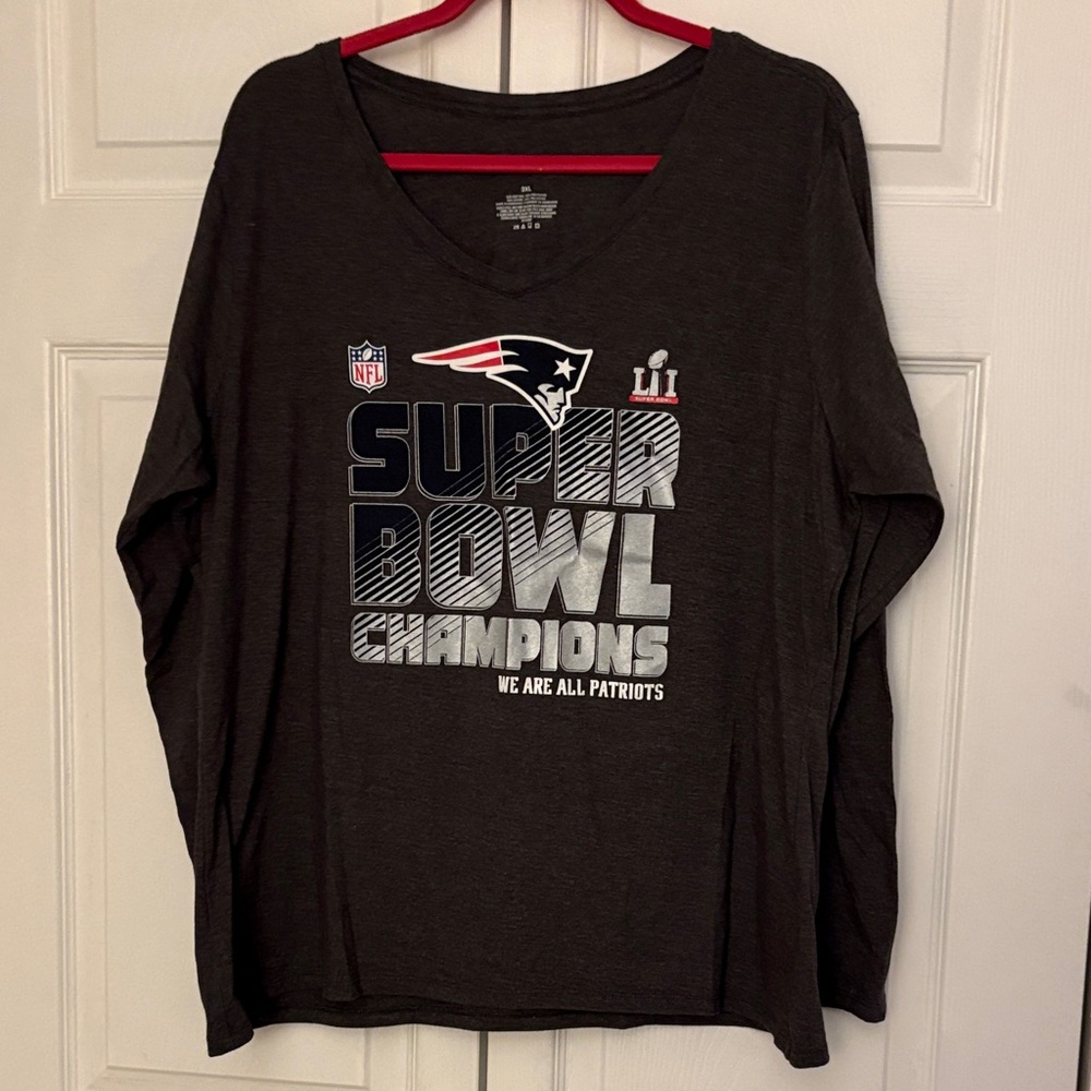 NFL Patriots Super Bowl Champions Charcoal Grey Long Sleeve Shirt